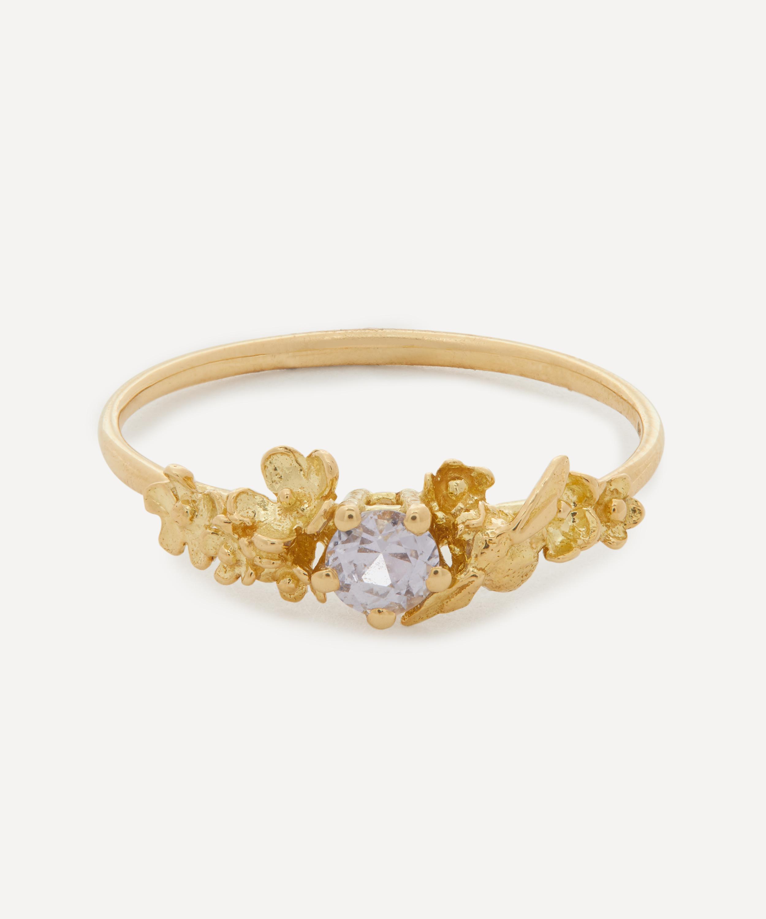 Alex Monroe - 18ct Gold Beekeeper Pale Lavender Sapphire Garden Ring image number 0