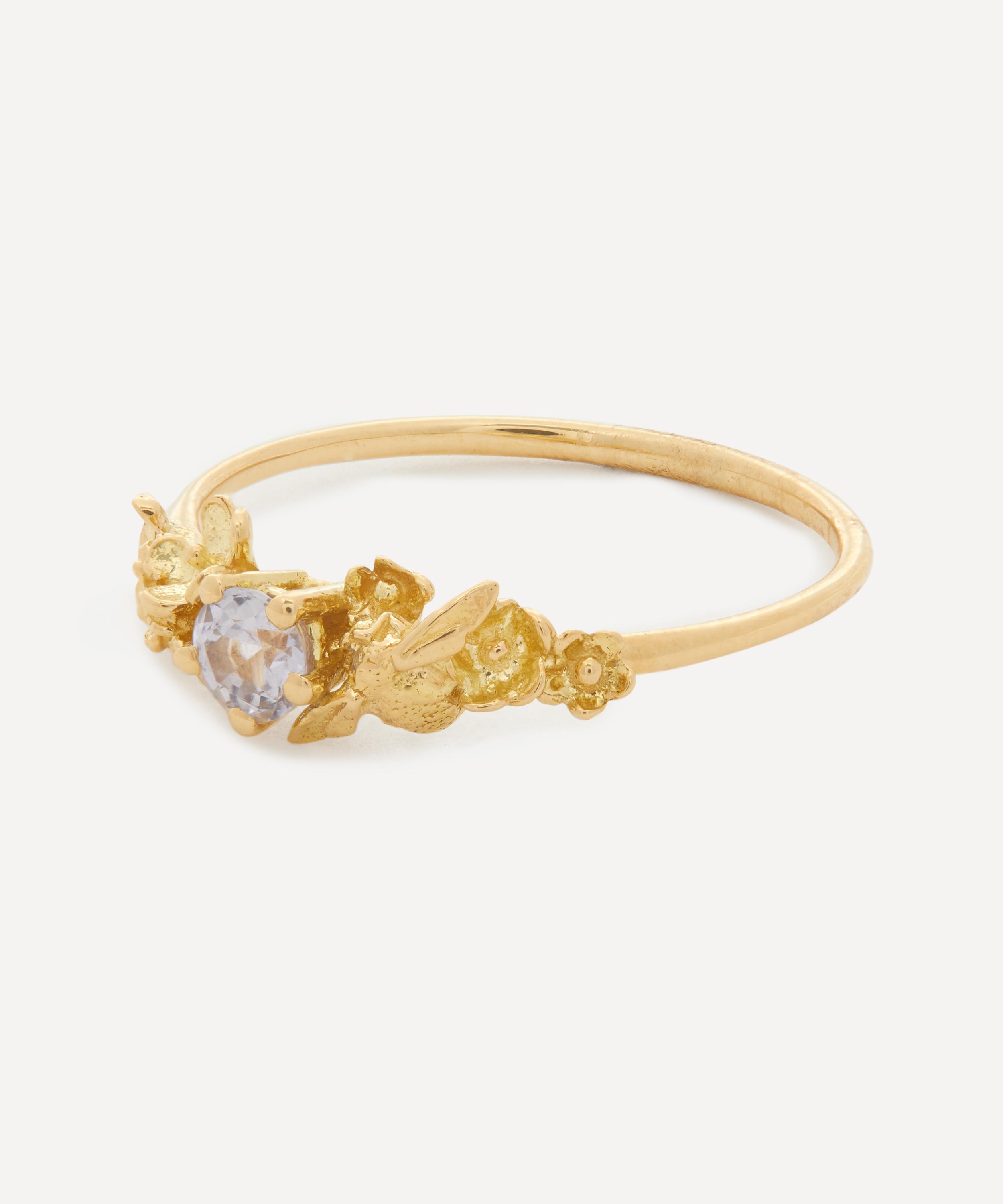 Alex Monroe - 18ct Gold Beekeeper Pale Lavender Sapphire Garden Ring image number 2