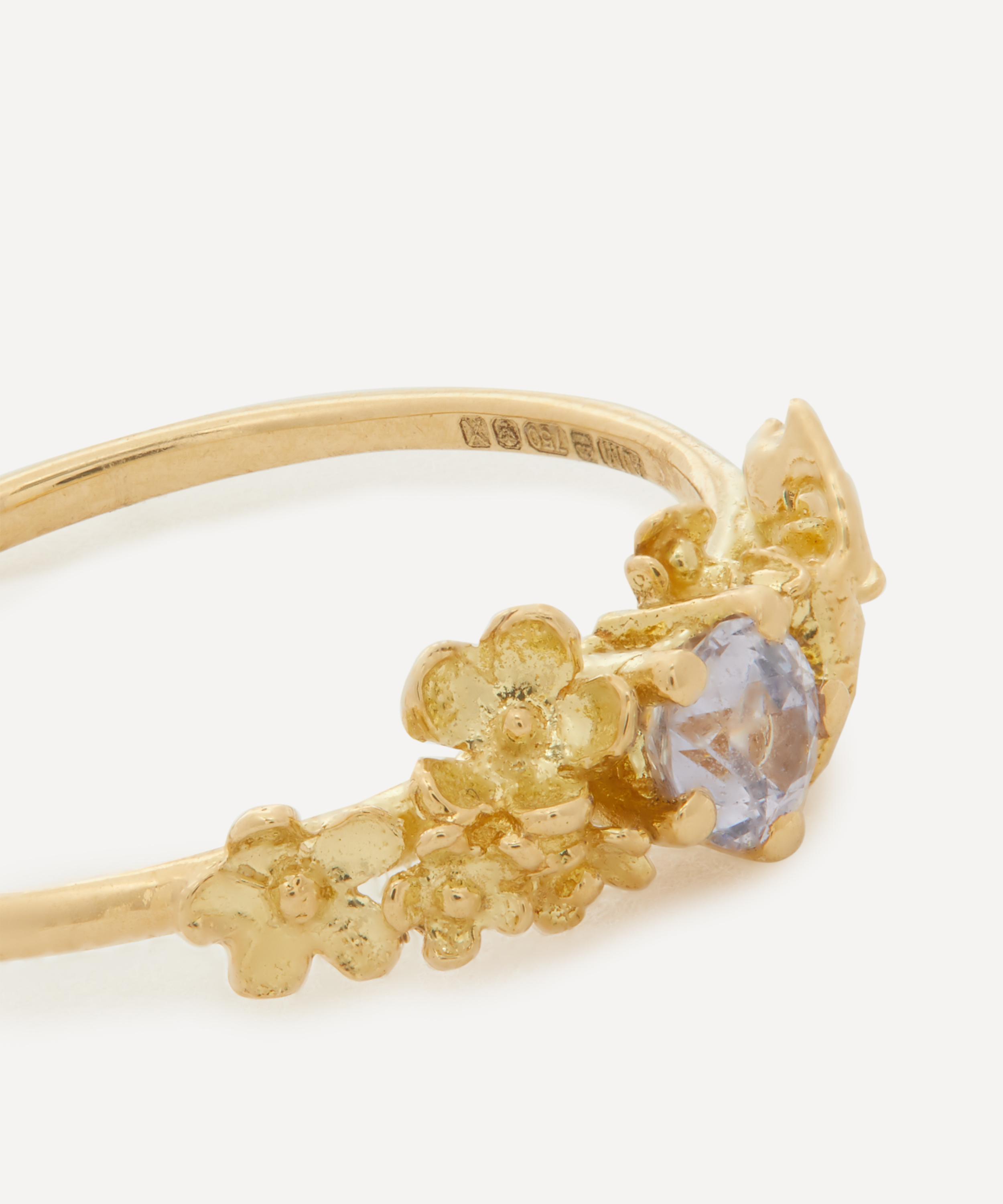 Alex Monroe - 18ct Gold Beekeeper Pale Lavender Sapphire Garden Ring image number 3
