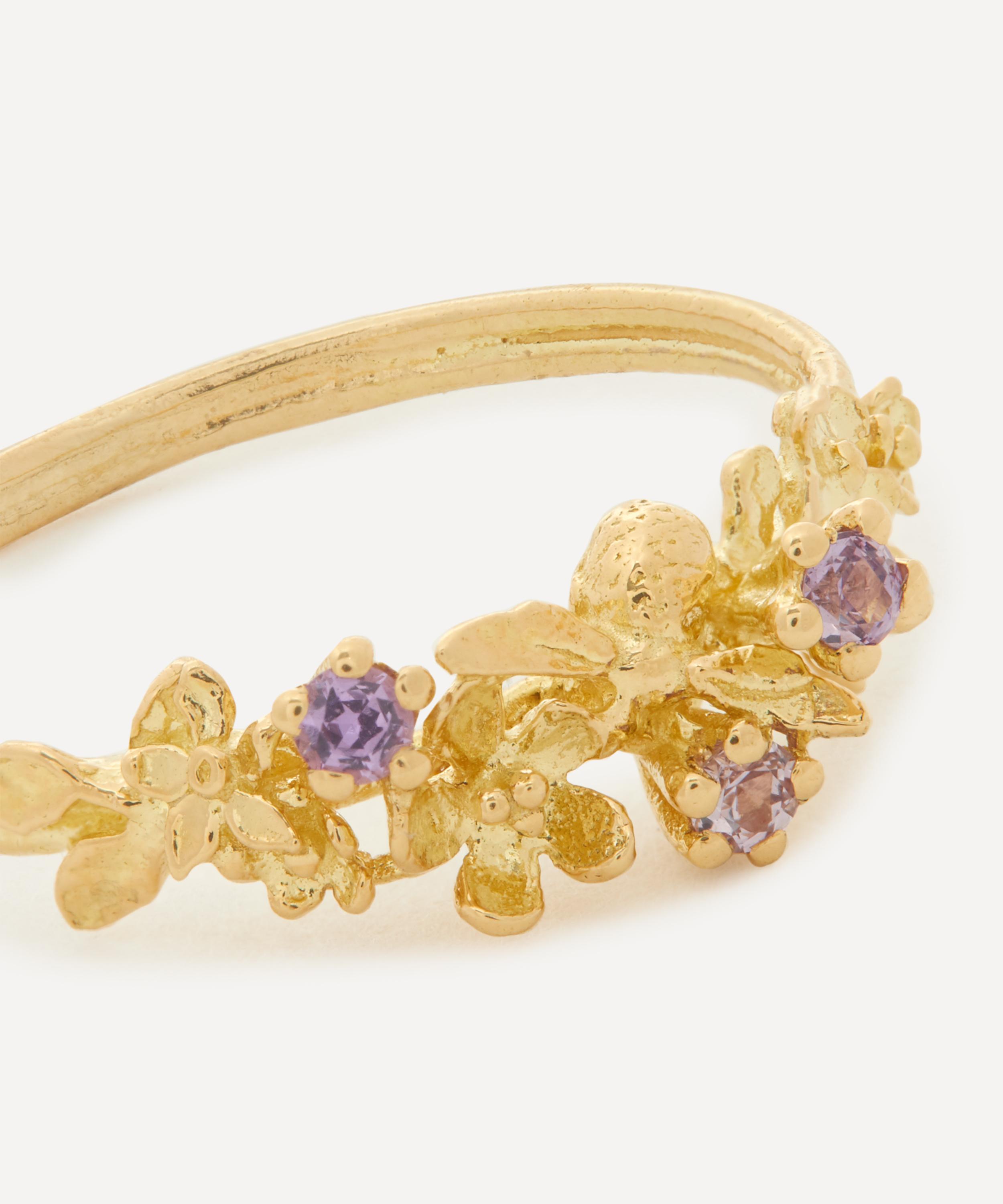 Alex Monroe - 18ct Gold Beekeeper Lilac Trio Sapphire Twist Ring image number 3