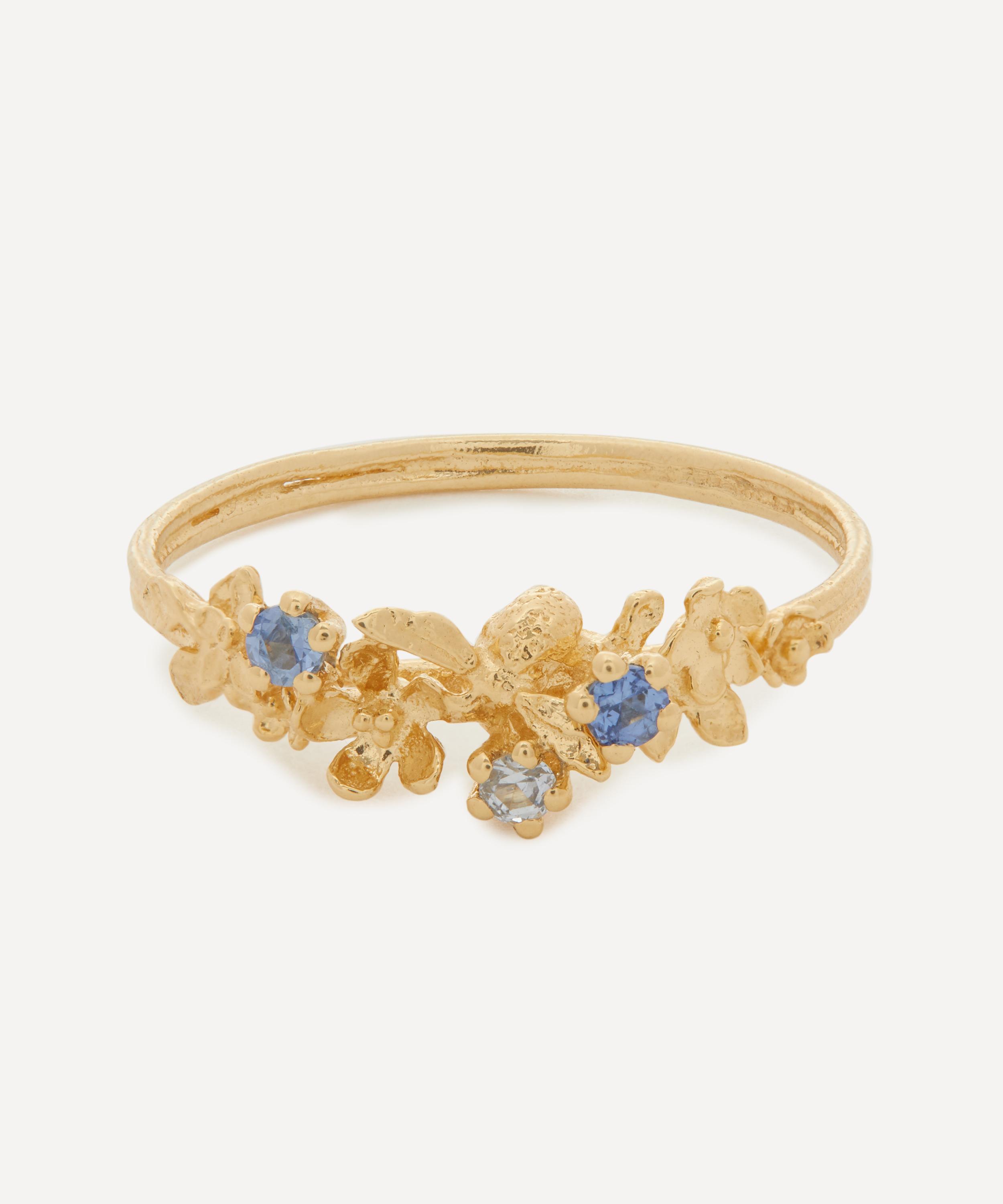 Alex Monroe 18ct Gold Beekeeper Cornflower Blue Trio Sapphire