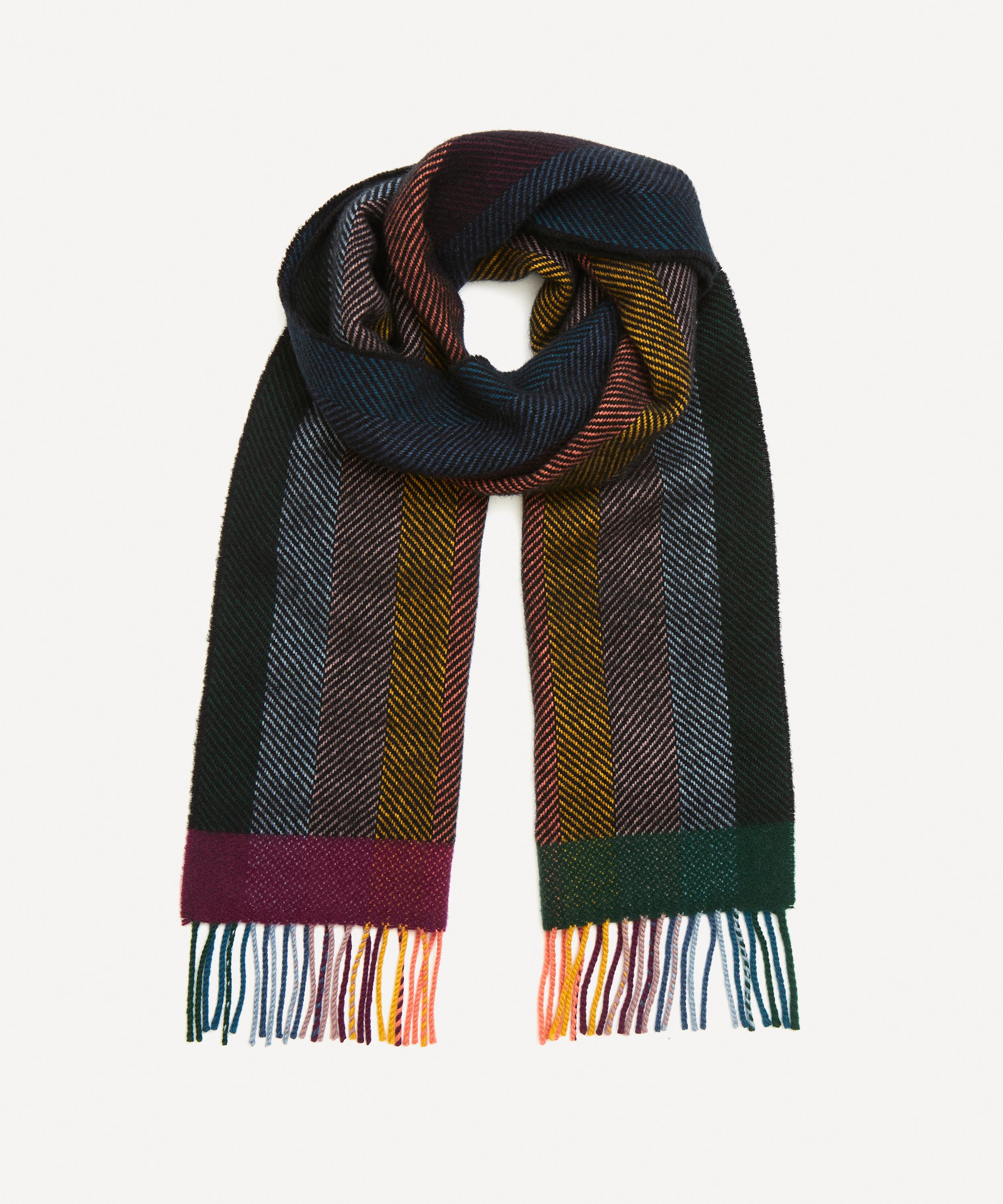 Paul Smith Artist Stripe Herringbone Wool Cashmere Scarf Liberty