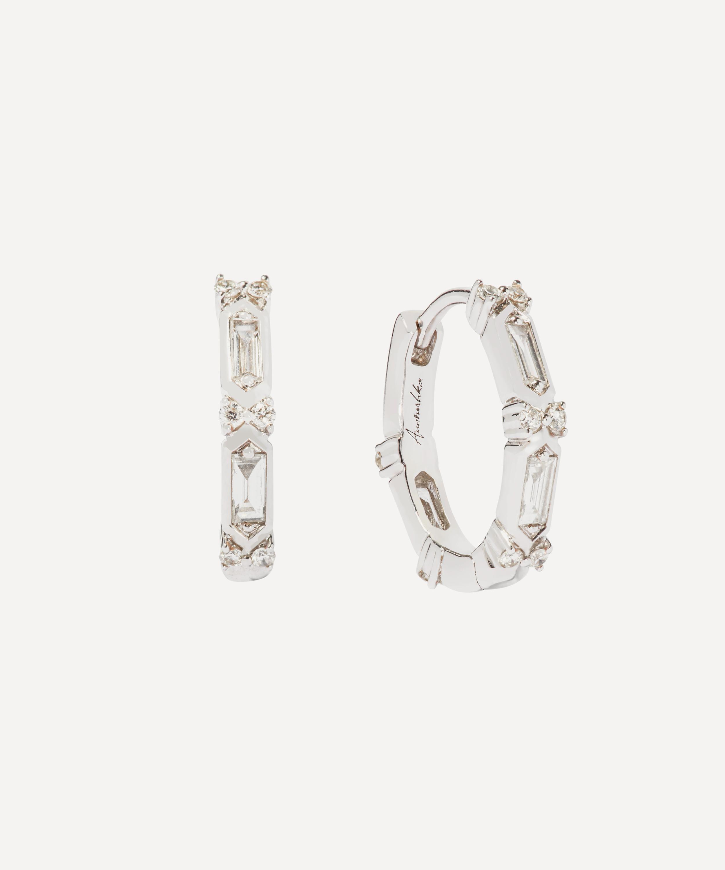 Annoushka - 18ct White Gold Baguette Diamond Hoop Earrings image number 0