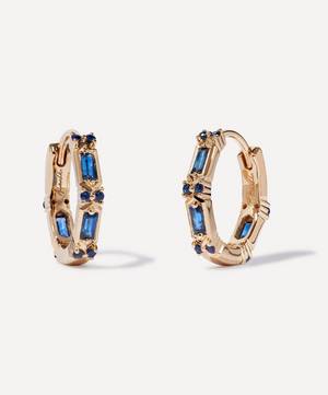 18ct Gold Blue Baguette Sapphire Hoop Earrings