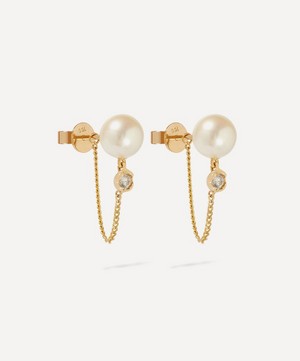 Annoushka - 18ct Gold Diamond And Pearl Chain Stud Earrings image number 1