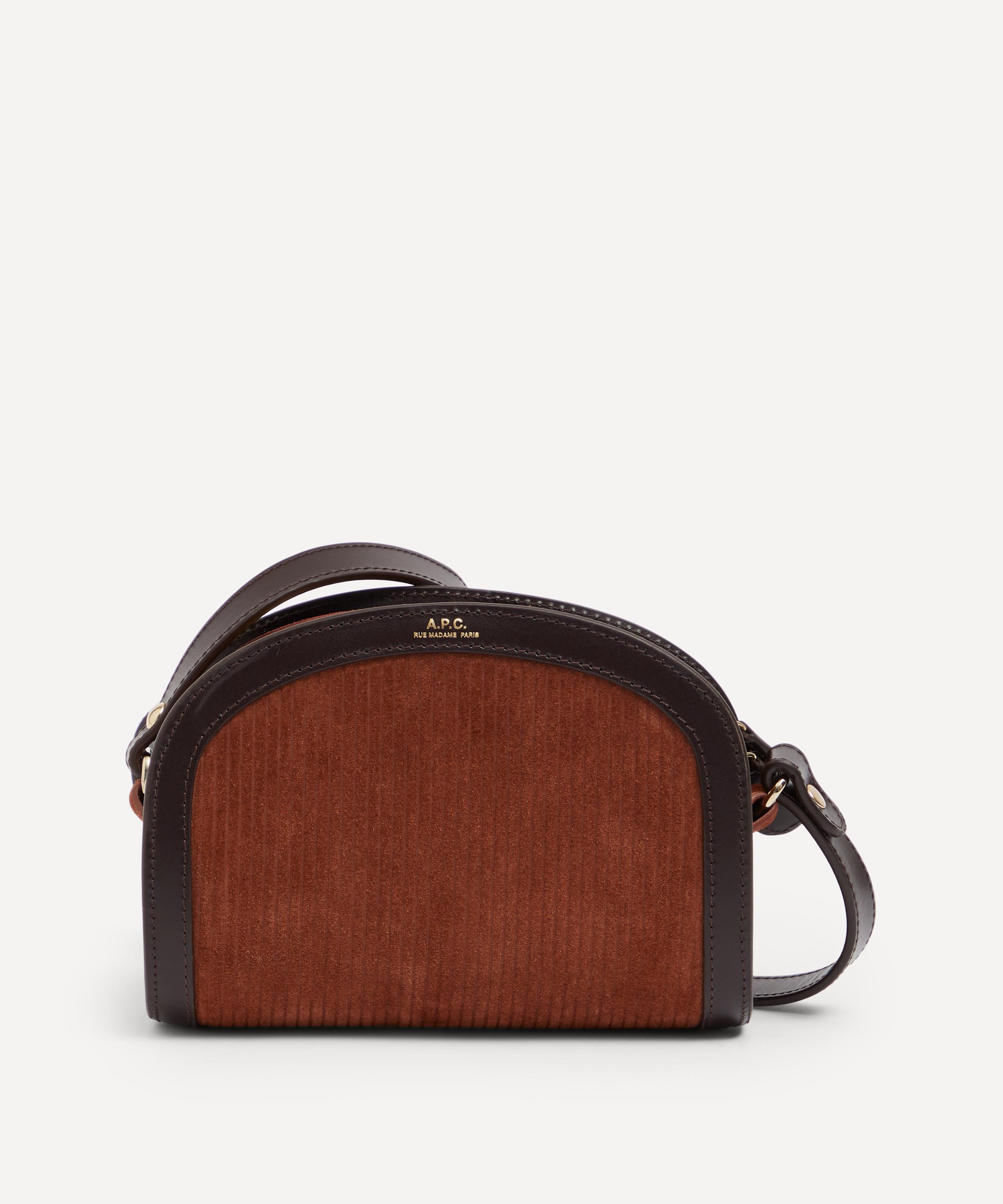 A.P.C. Demi-Lune Mini Leather and Corduroy Cross-Body Bag