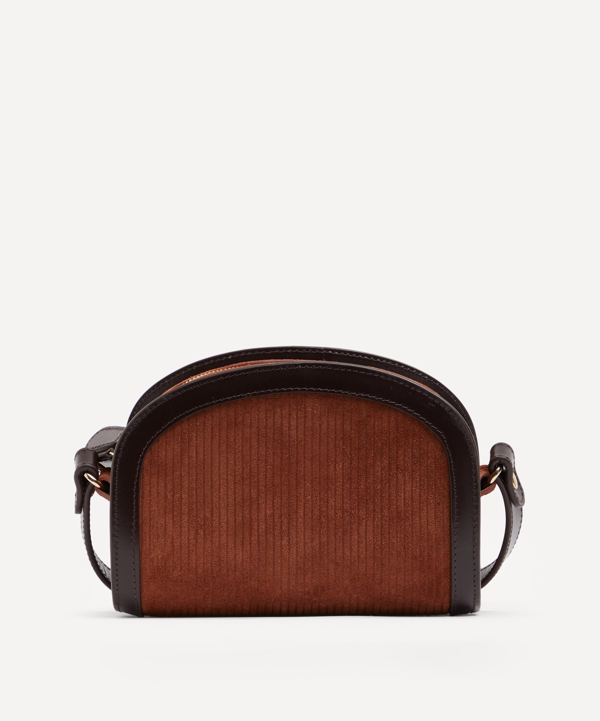 A.P.C. - Demi-Lune Mini Leather and Corduroy Cross-Body Bag image number 3