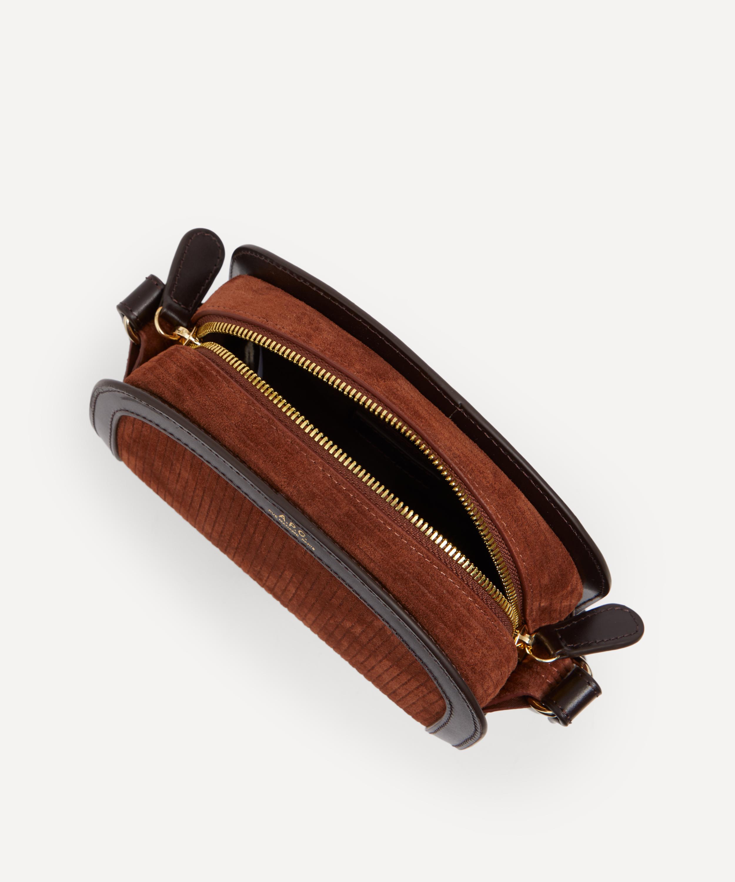 A.P.C. - Demi-Lune Mini Leather and Corduroy Cross-Body Bag image number 5
