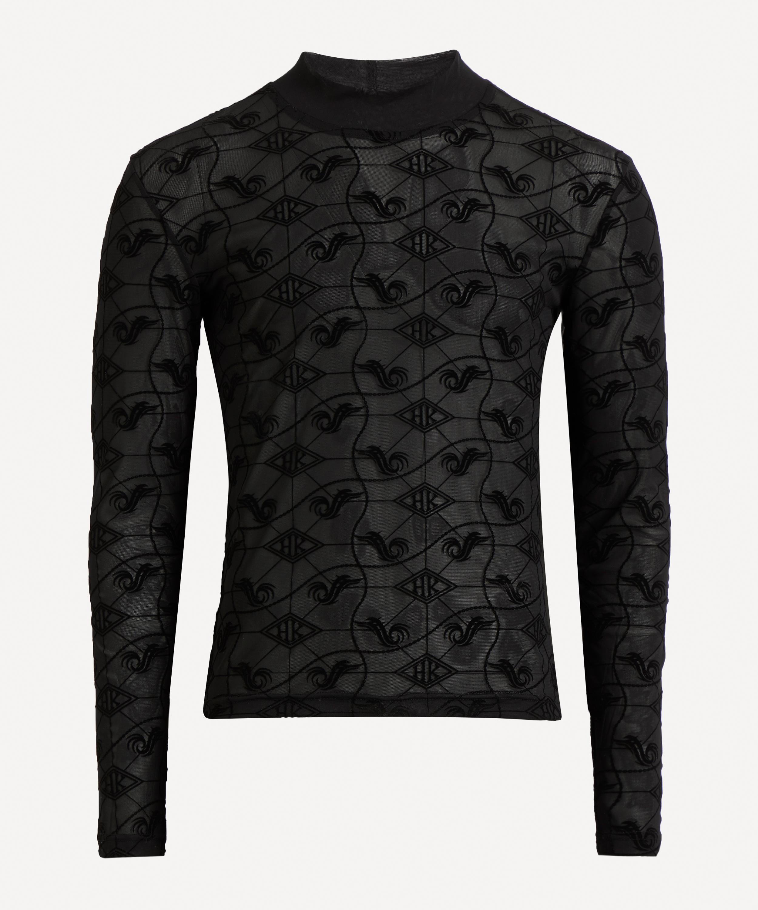 Black Monogram Mesh Turtleneck