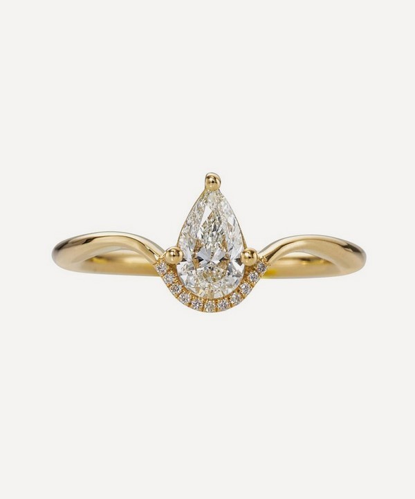 Artemer - 18ct Gold Floating Pear Cut Engagement Ring