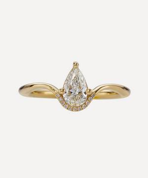 18ct Gold Floating Pear Cut Engagement Ring