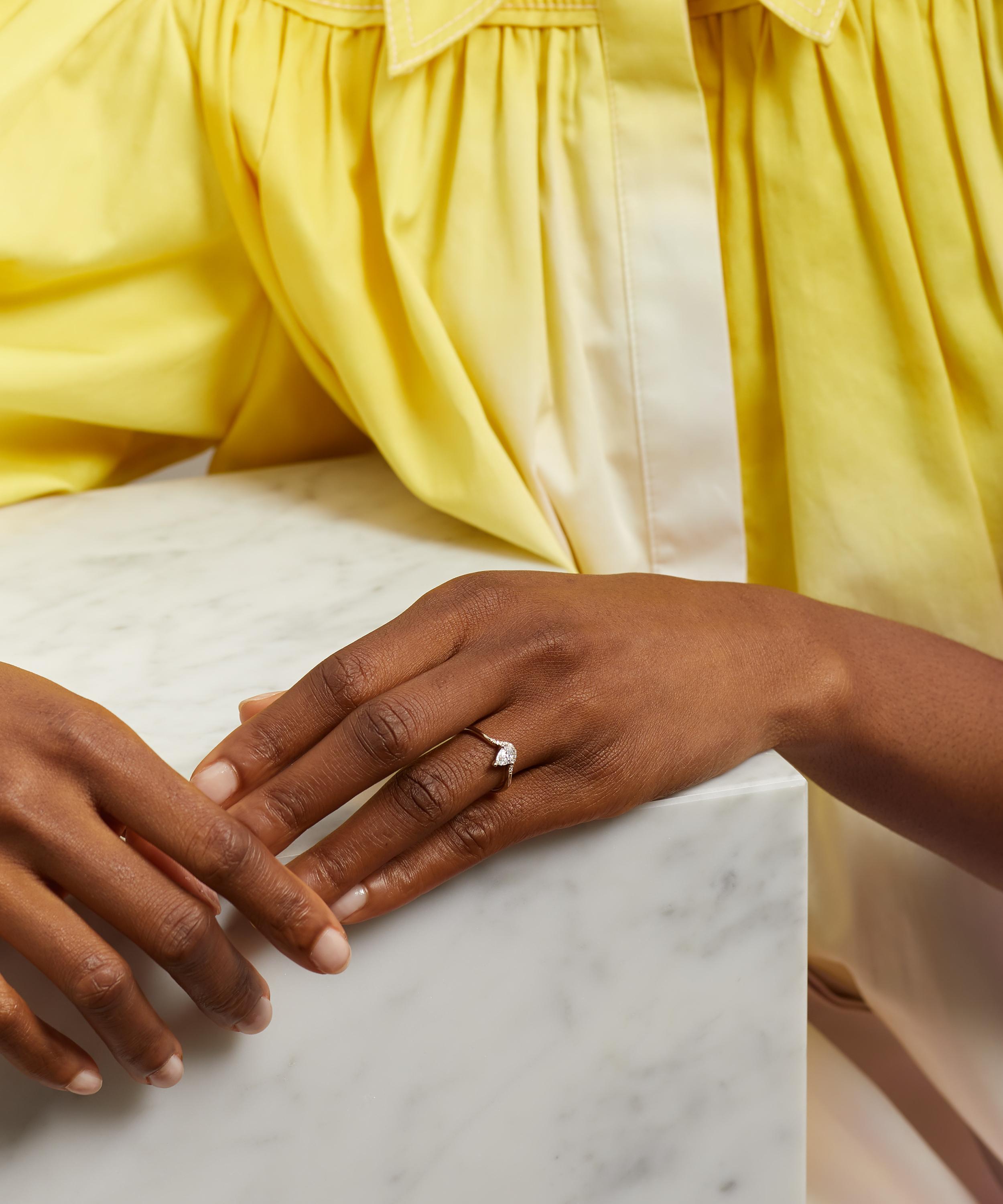 Artemer - 18ct White Gold Floating Pear Cut Engagement Ring image number 1