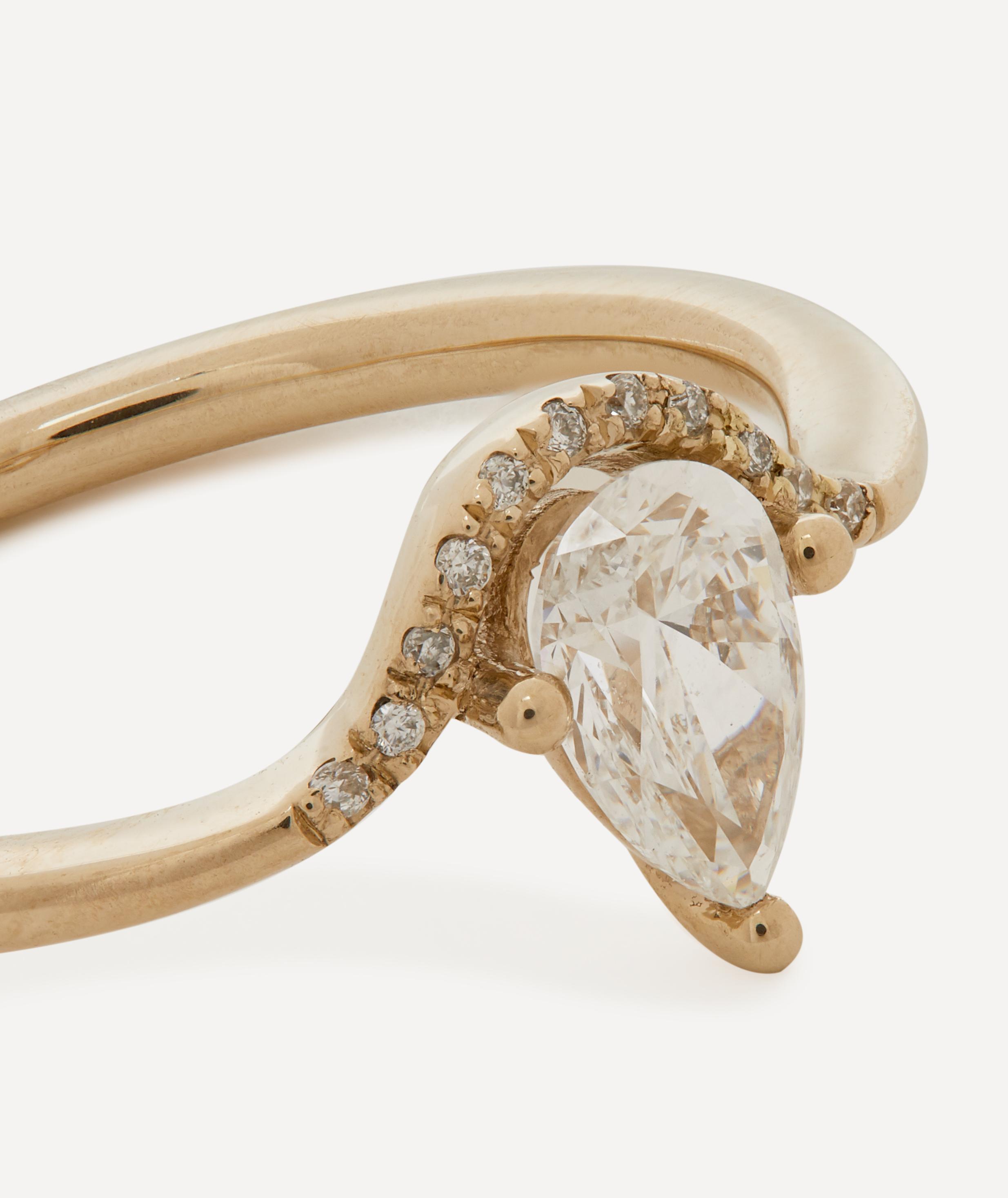 Artemer - 18ct White Gold Floating Pear Cut Engagement Ring image number 3