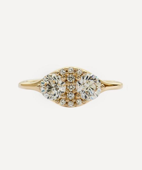 Artemer - 18ct Gold Dual Diamond Cluster Engagement Ring