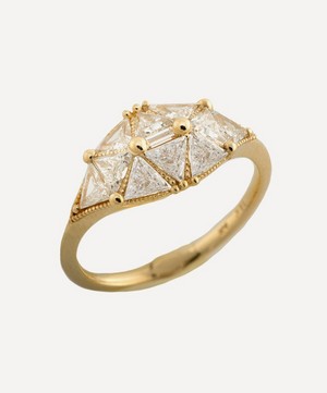 Artemer - 18ct Gold Reflective Dome Triangle Diamond Engagement Ring image number 2