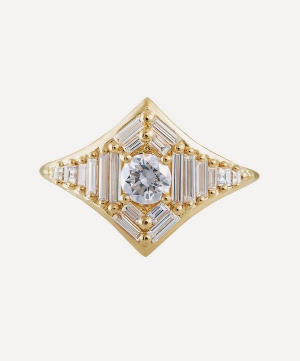 Artemer - 18ct Gold Baguette Diamond Star Engagement Ring