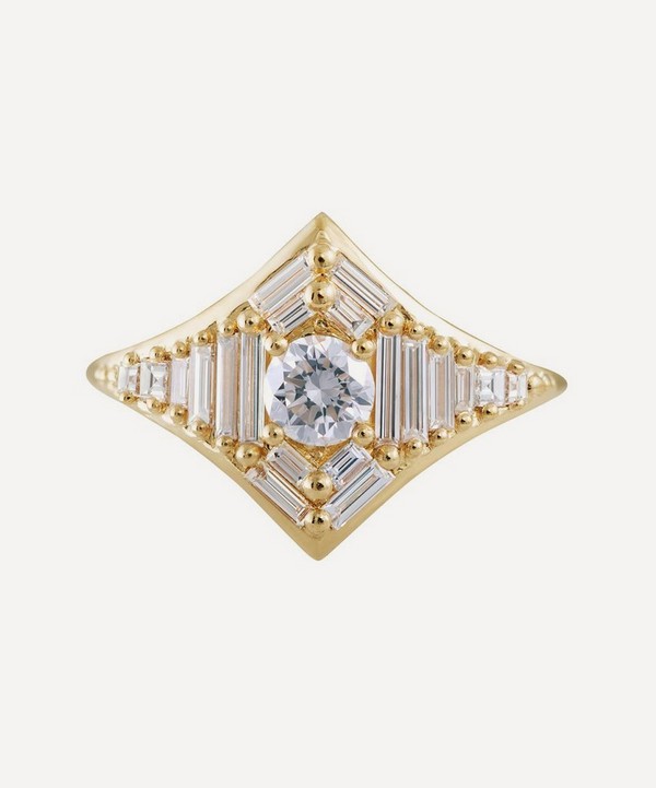 Artemer - 18ct Gold Baguette Diamond Star Engagement Ring image number null