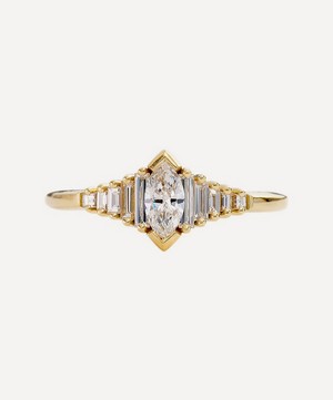 Artemer - 18ct Gold Dainty Deco Marquise Engagement Ring image number 0