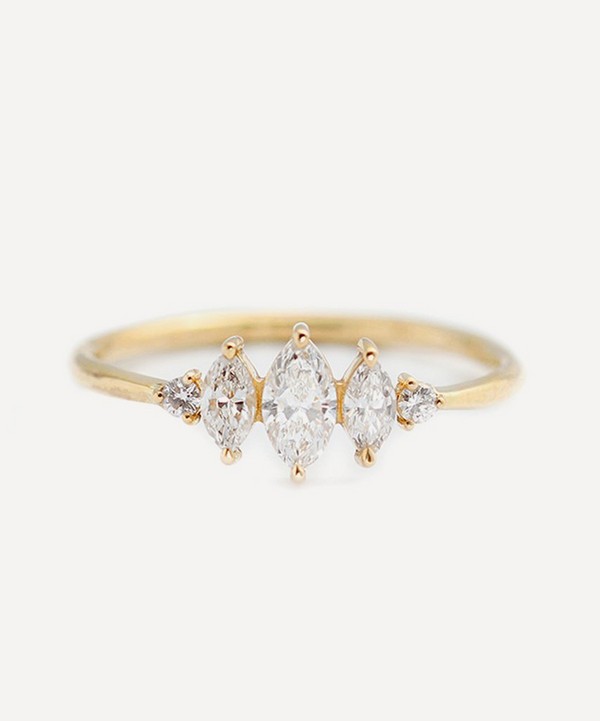 Artemer - 18ct Gold Marquise Diamond Five Stone Engagement Ring image number null