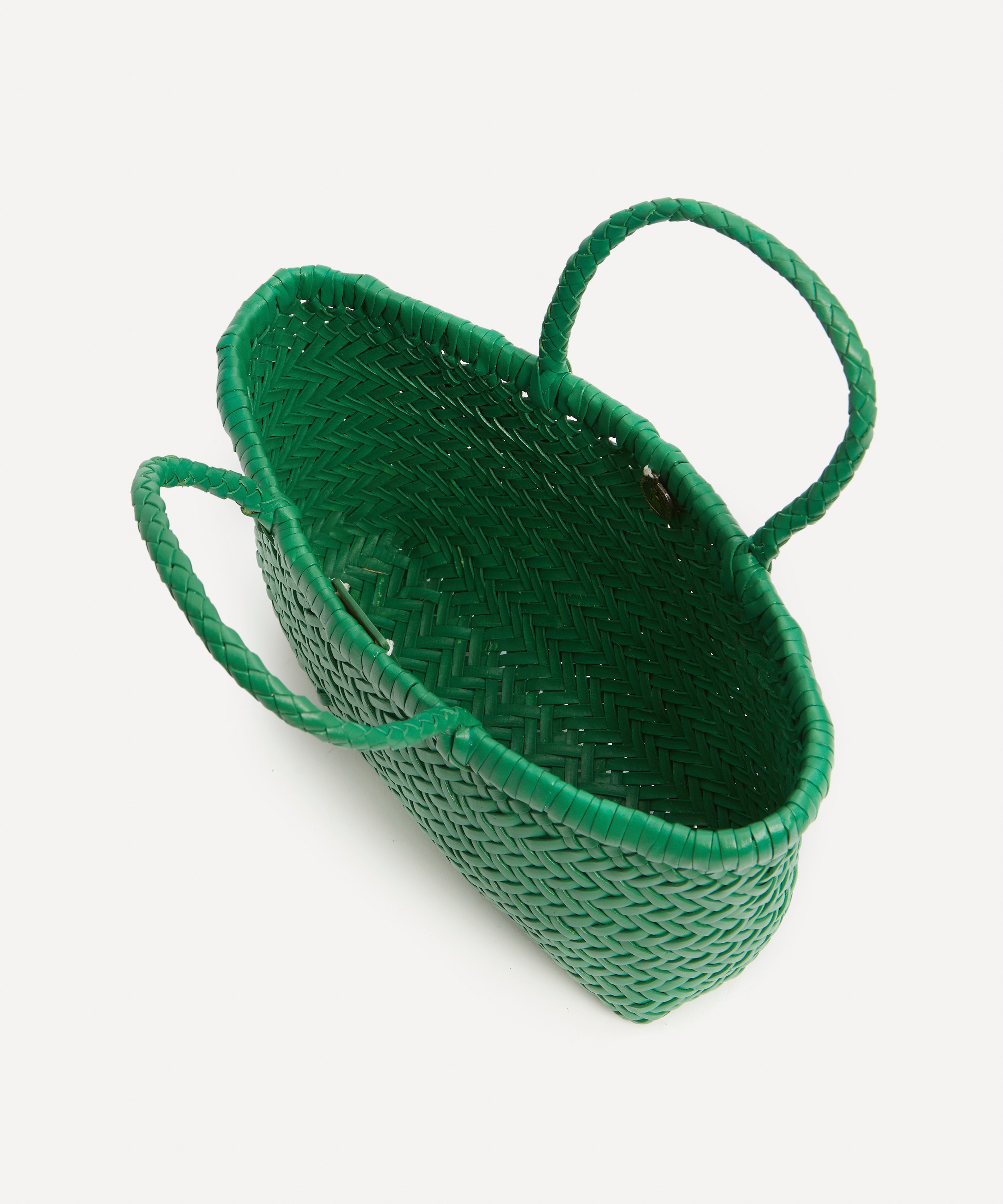 Dragon Diffusion - Mini Flat Gora Forest Green Woven Leather Bag