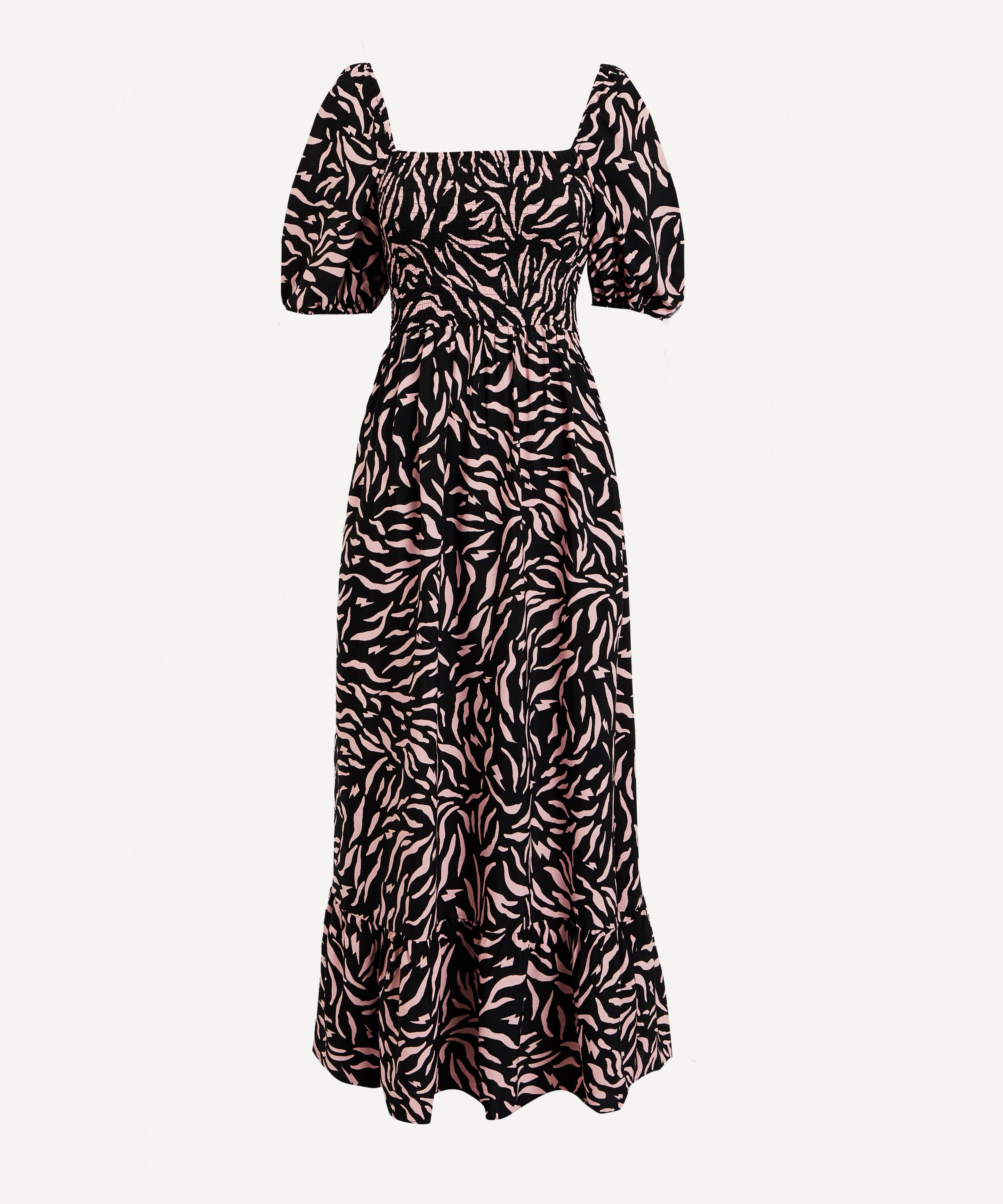 Scamp & Dude - Zebra Print Shirred Midi-Dress image number 0