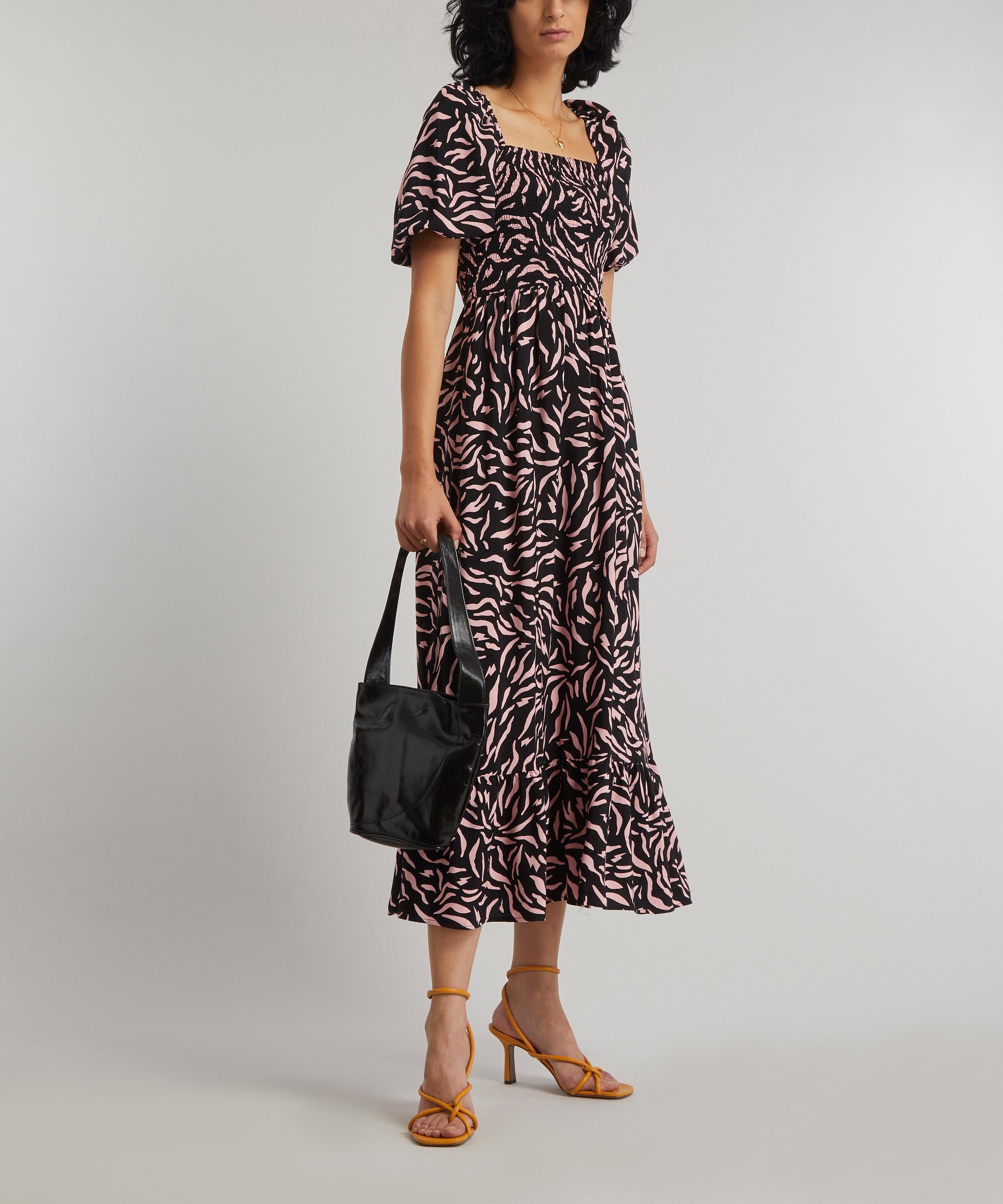 Scamp & Dude - Zebra Print Shirred Midi-Dress image number 1