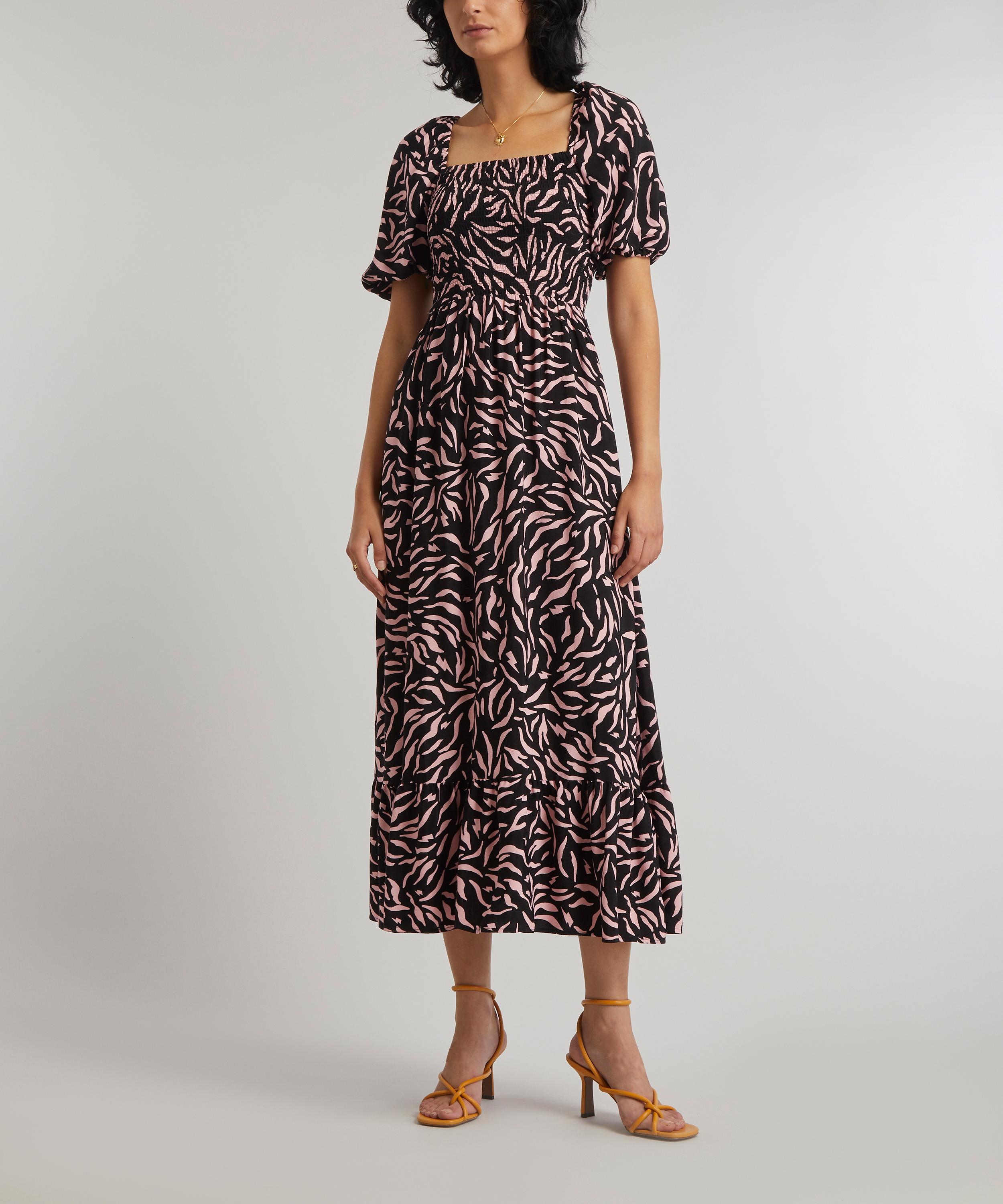 Scamp & Dude - Zebra Print Shirred Midi-Dress image number 3