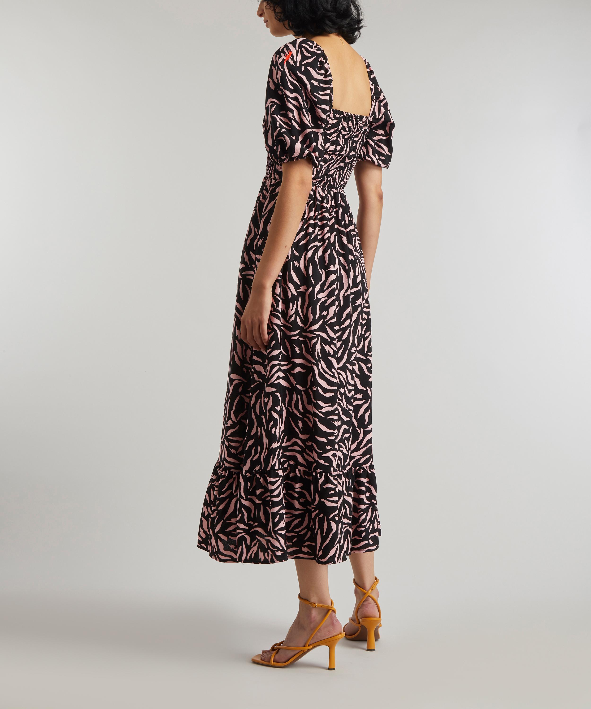 Scamp & Dude - Zebra Print Shirred Midi-Dress image number 4