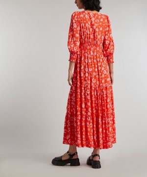 Scamp & Dude - Red and Pink Leopard Tie-Front Maxi Dress image number 3