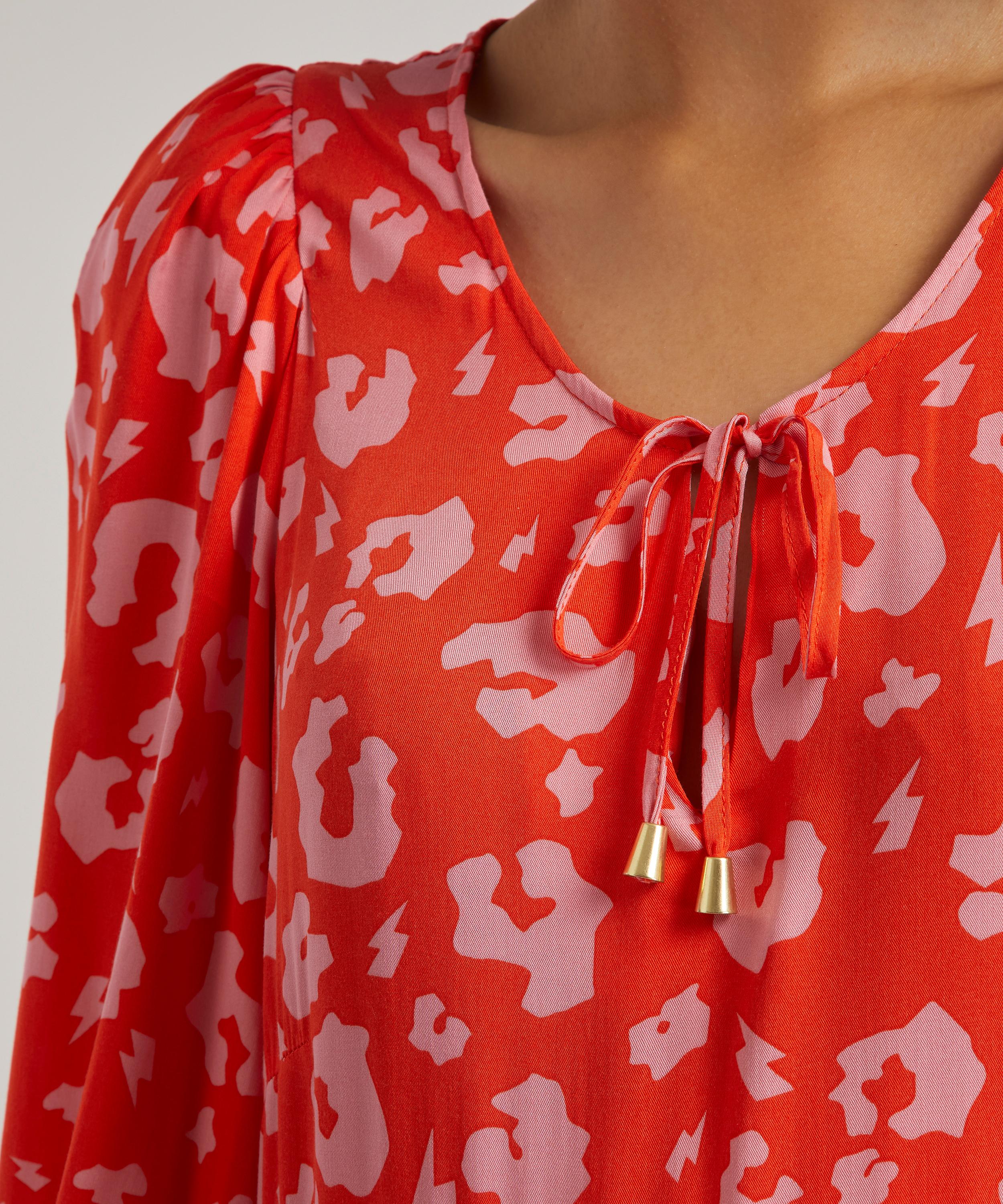 Scamp & Dude - Red and Pink Leopard Tie-Front Maxi Dress image number 4