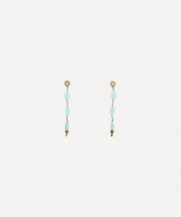 Kojis - 18ct Gold Vintage Dominque Cohen Drop Earrings image number null