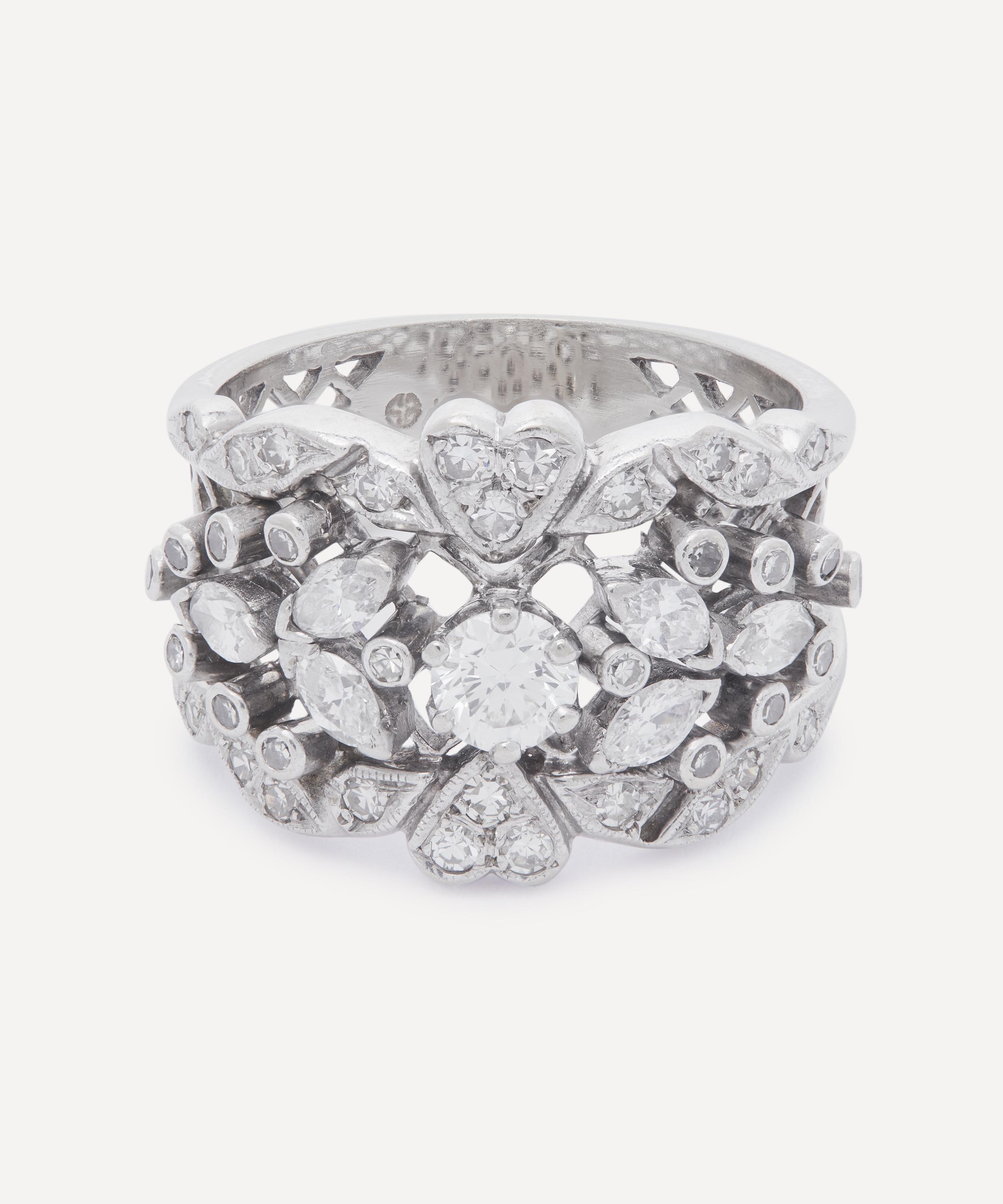 Kojis - 14ct White Gold Vintage Diamond Cocktail Ring image number 0