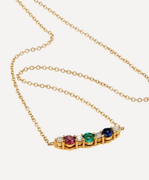 Kojis - 18ct Gold Vintage Multi-Gem Bar Pendant Necklace image number 2