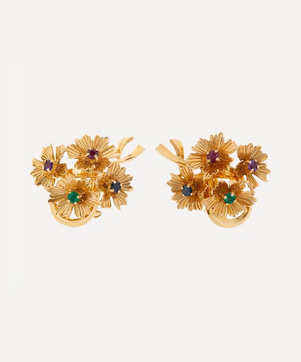 Kojis - 18ct Gold Multi-Gem Bouquet Stud Earrings image number null