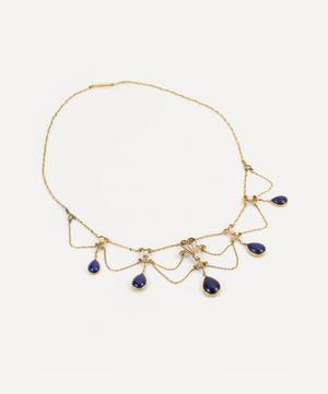 Kojis - Gold Antique Lapis Lazuli Festoon Necklace image number 1