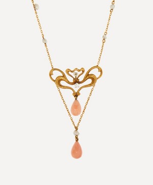 Kojis - 14ct Gold Art Nouveau Coral and Pearl Necklace image number 0