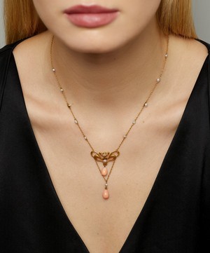 Kojis - 14ct Gold Art Nouveau Coral and Pearl Necklace image number 1