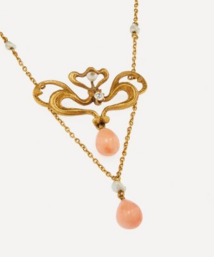 Kojis - 14ct Gold Art Nouveau Coral and Pearl Necklace image number 3