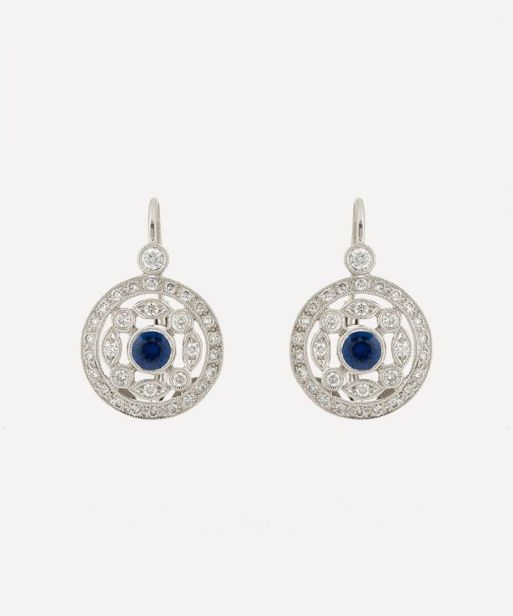 Kojis - 18ct White Gold Sapphire and Diamond Target Drop Earrings