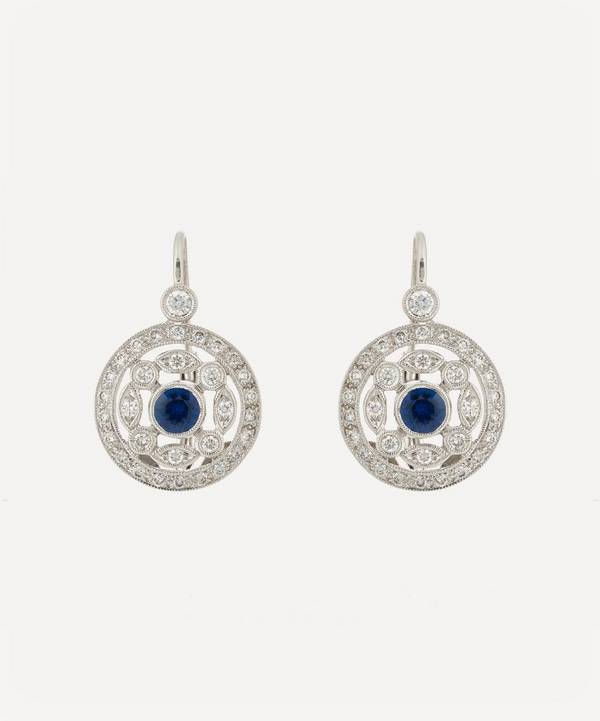 Kojis - 18ct White Gold Sapphire and Diamond Target Drop Earrings image number 0