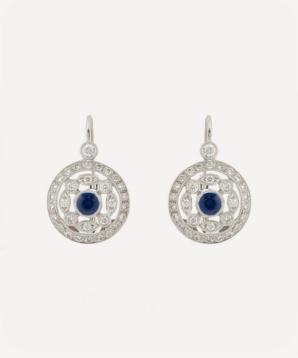 Kojis - 18ct White Gold Sapphire and Diamond Target Drop Earrings image number null