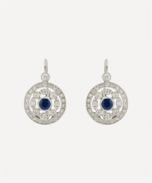 Kojis - 18ct White Gold Sapphire and Diamond Target Drop Earrings image number 0