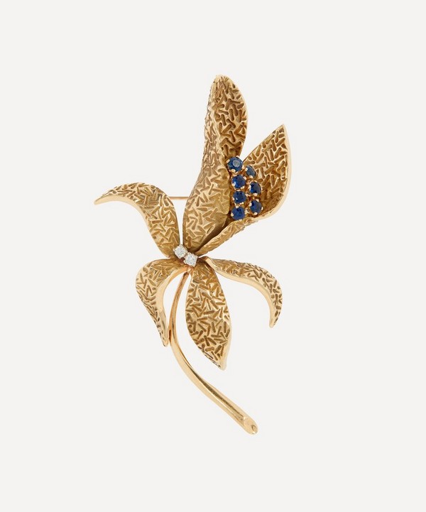 Kojis - 14ct Gold Sapphire and Diamond Lily Brooch image number 0