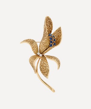 14ct Gold Sapphire and Diamond Lily Brooch