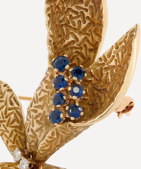 Kojis - 14ct Gold Sapphire and Diamond Lily Brooch image number 2