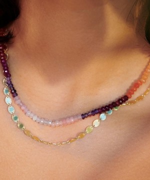 Rachel Jackson - 22ct Gold-Plated Rainbow Happy Face Gemstone Bead Necklace image number 1