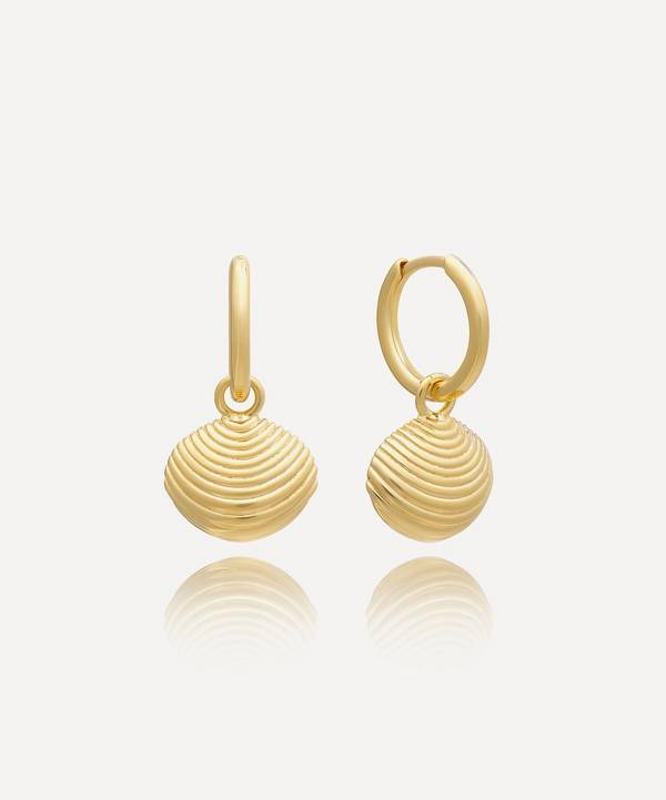 Rachel Jackson - 22ct Gold-Plated Shell Drop Huggie Hoop Earrings image number 0