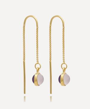 22ct Gold-Plated Double Gemstone Threader Drop Earrings