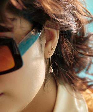 Rachel Jackson - 22ct Gold-Plated Double Gemstone Threader Drop Earrings image number 1