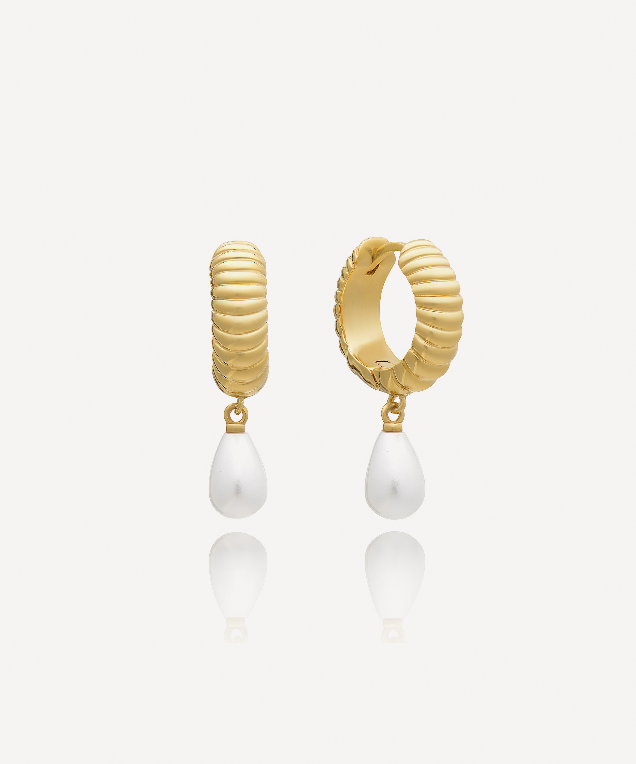 Rachel Jackson - 22ct Gold-Plated Ocean Pearl Drop Hoop Earrings image number 0